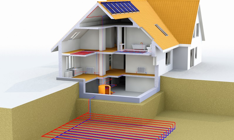 Eine Solarthermieanlage wird <strong>in der Regel als Ergänzung</strong> zu einer anderen Heizungsart, zum Beispiel einer Erdwärmepumpe oder einer Gas-Brennwertheizung, installiert. ( Foto: Shutterstock-Costazzurra )